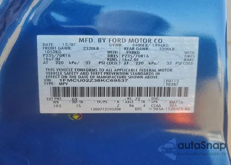 2008 Ford Escape Xls from USA, damaged, VIN 1FMCU02Z38KC69537